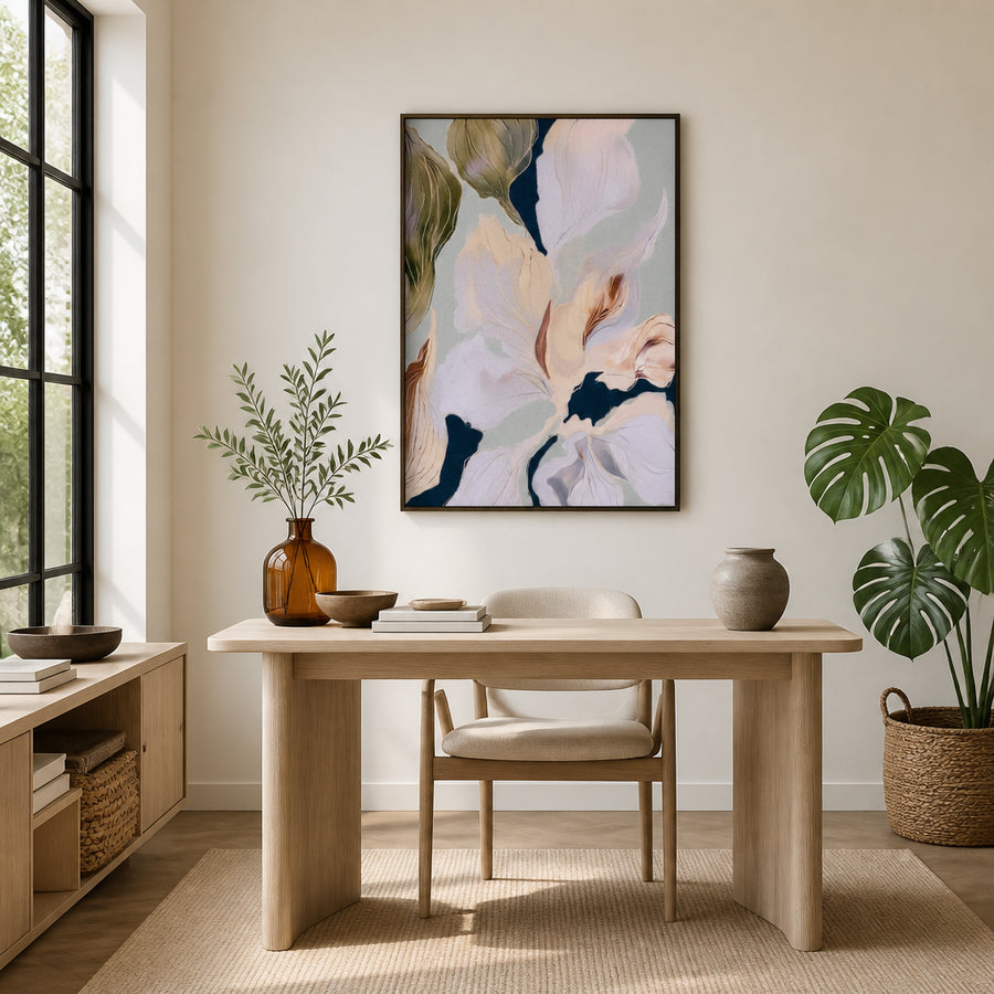 Soft Botanical Flow Art Print in a room setting