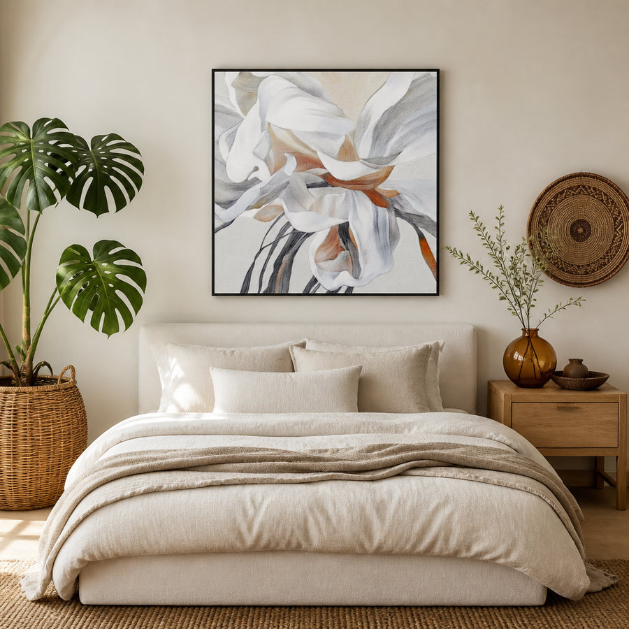 Soft Floral Abstract Art Print in a room setting
