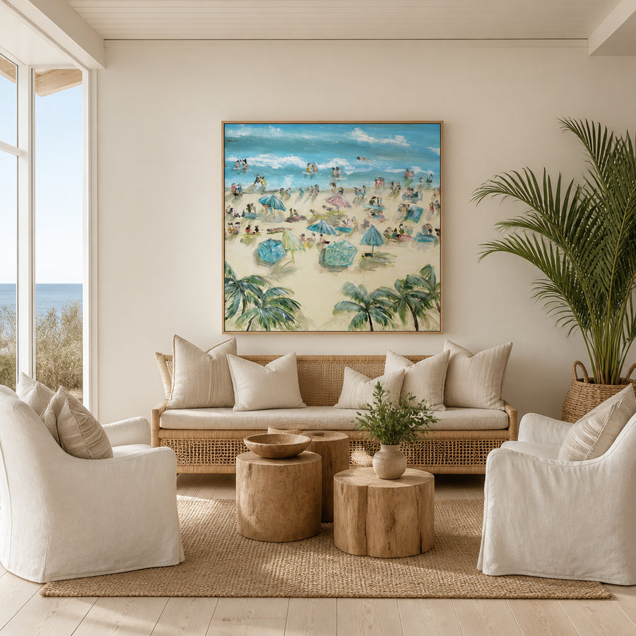 Tropical Beach Scene Art Print in a room setting
