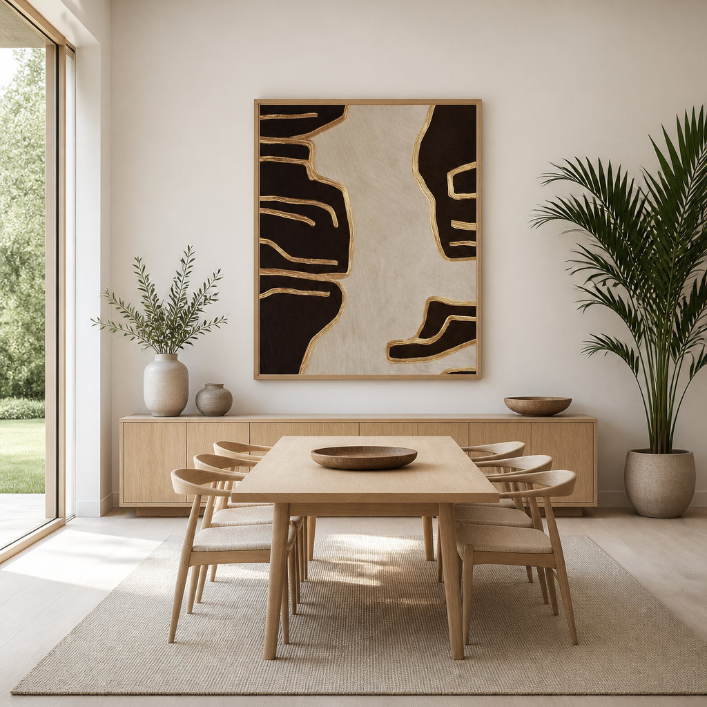 Room mockup featuring Elegant Gold Contours Art Print