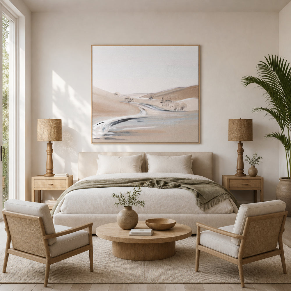 Room mockup featuring Peaceful Valley Path Art Print