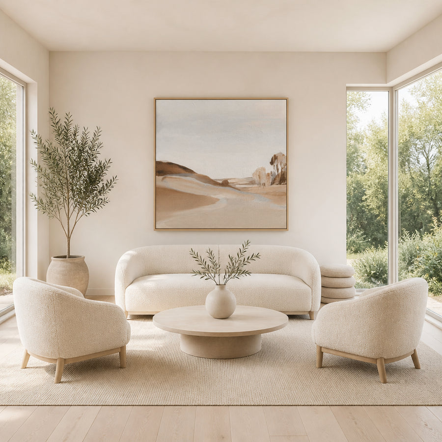 Serene Desert Landscape Art Print in a room setting