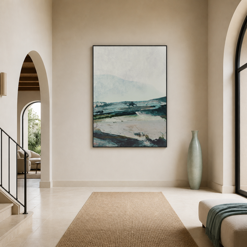 Mountain Serenity 1 Large Canvas Art on a grand entrance-hall wall