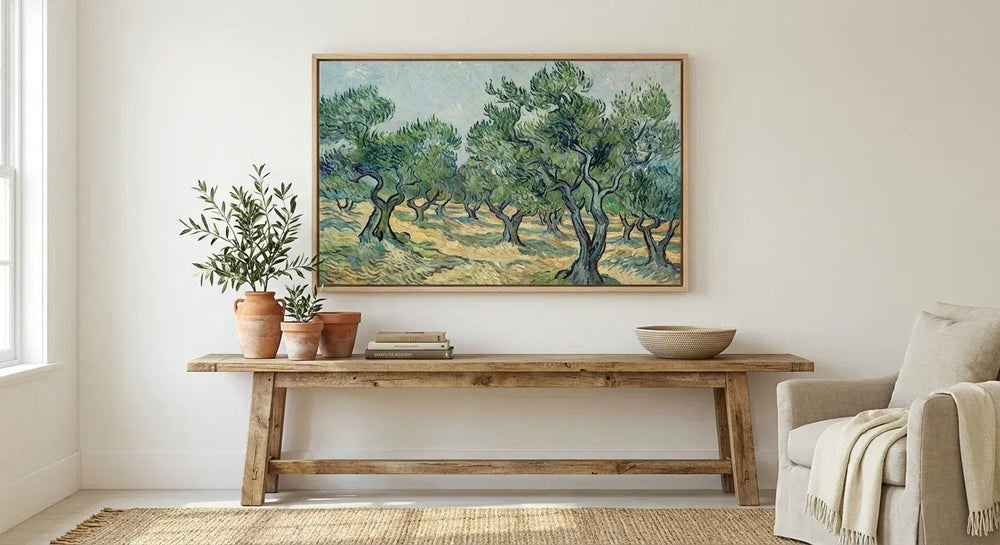 Room mockup featuring Olive Trees by Vincent Van Gogh Art Print