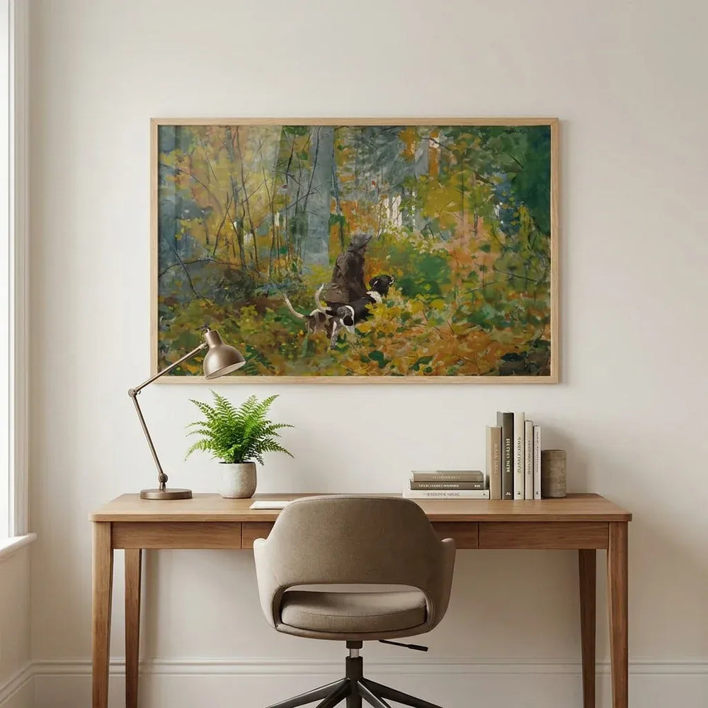 Room mockup featuring On The Trail by Winslow Homer Art Print