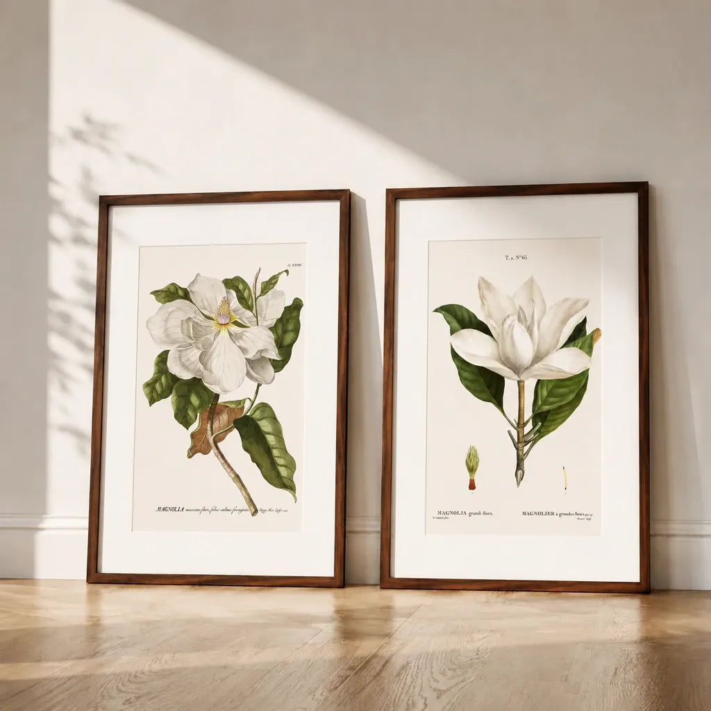 Pair of Magnolia Art Prints — room mockup