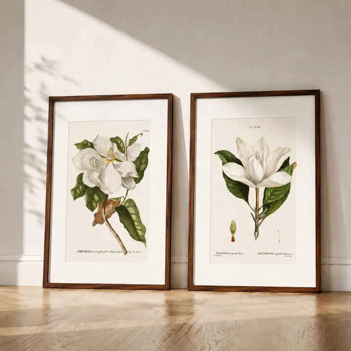 Pair of Magnolia Art Prints — room mockup