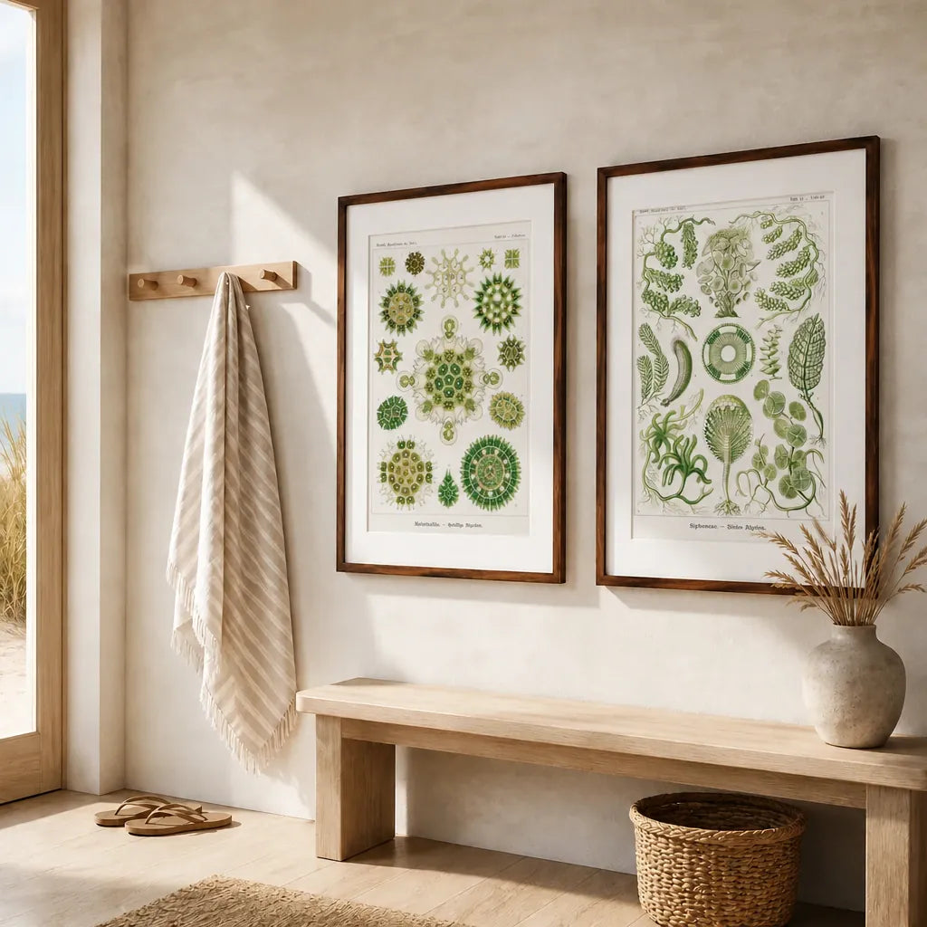 Botanical Algae & Siphoneae Illustration Art Print Pair — room mockup