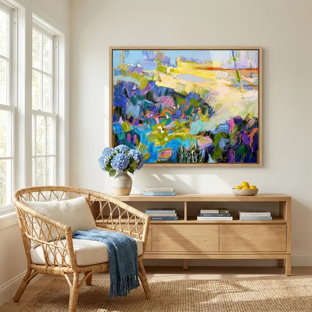 Room mockup featuring Paradise No2 - Abstract Art Print By Dorothy Fagan
