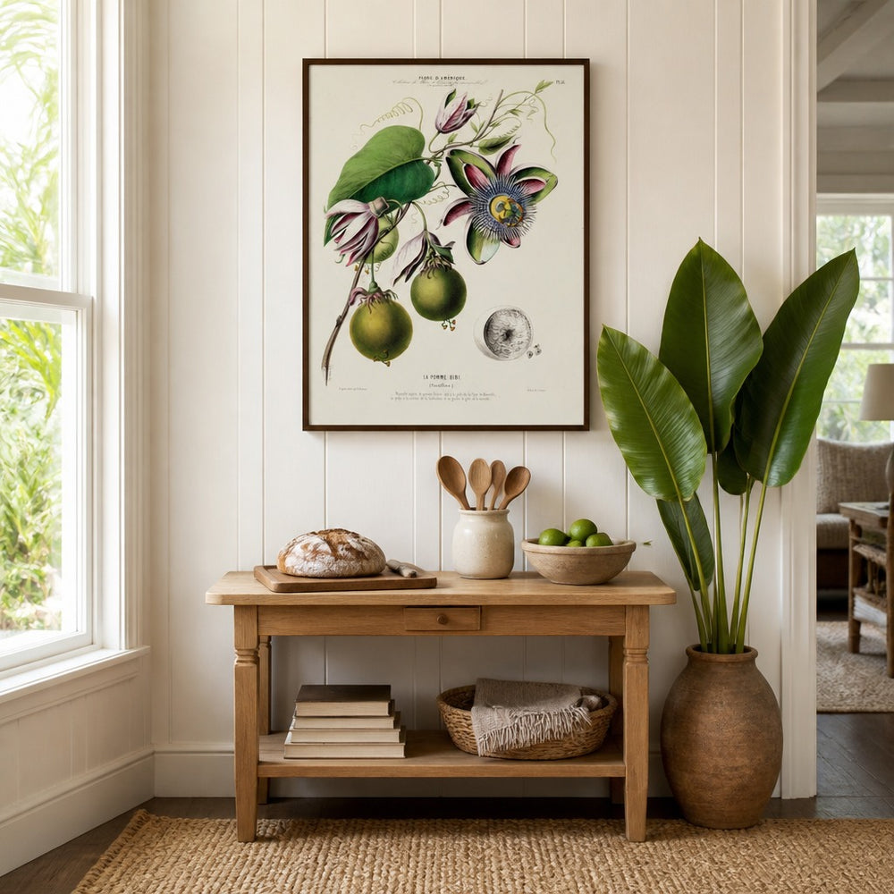Passion Fruit Vintage Botanical Art Print in a styled room