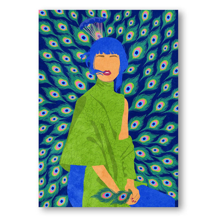 peacock woman -  Art Print