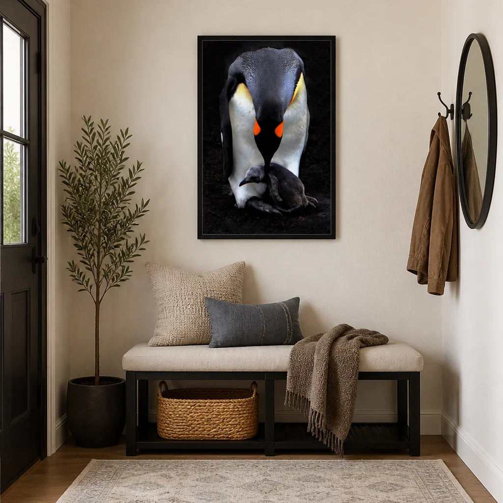 Room mockup featuring Penguin Tenderness Photo Print