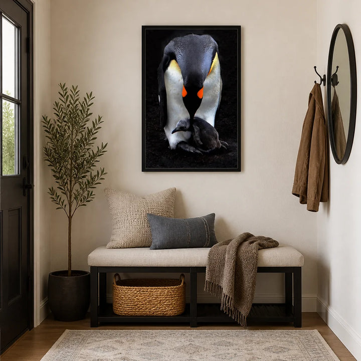 Room mockup featuring Penguin Tenderness Photo Print