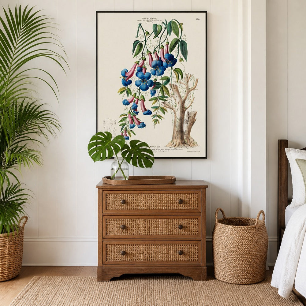Perpetual Vine Vintage Botanical Art Print in a styled room