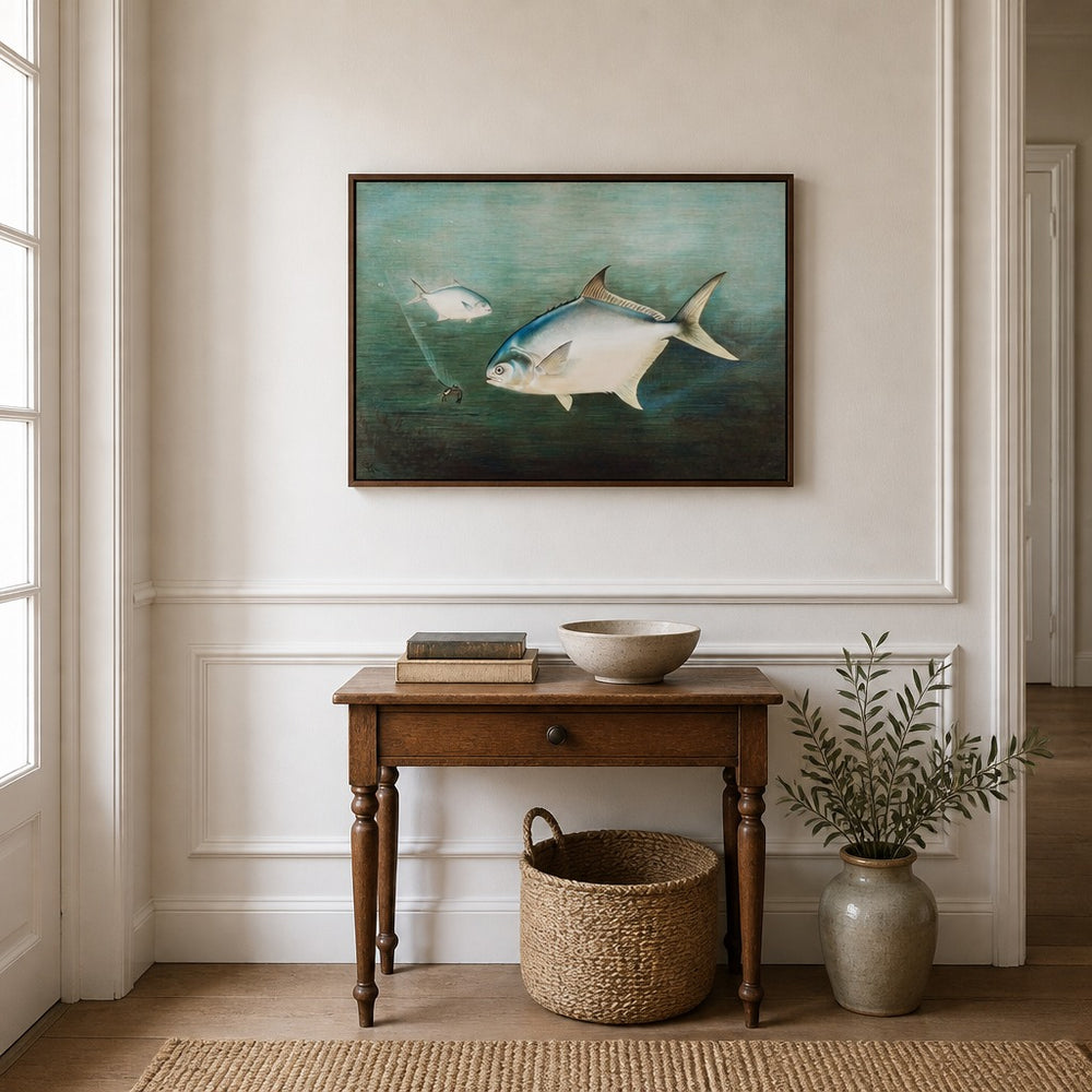Pompano By Samuel Kilbourne Fish framed in a light country home