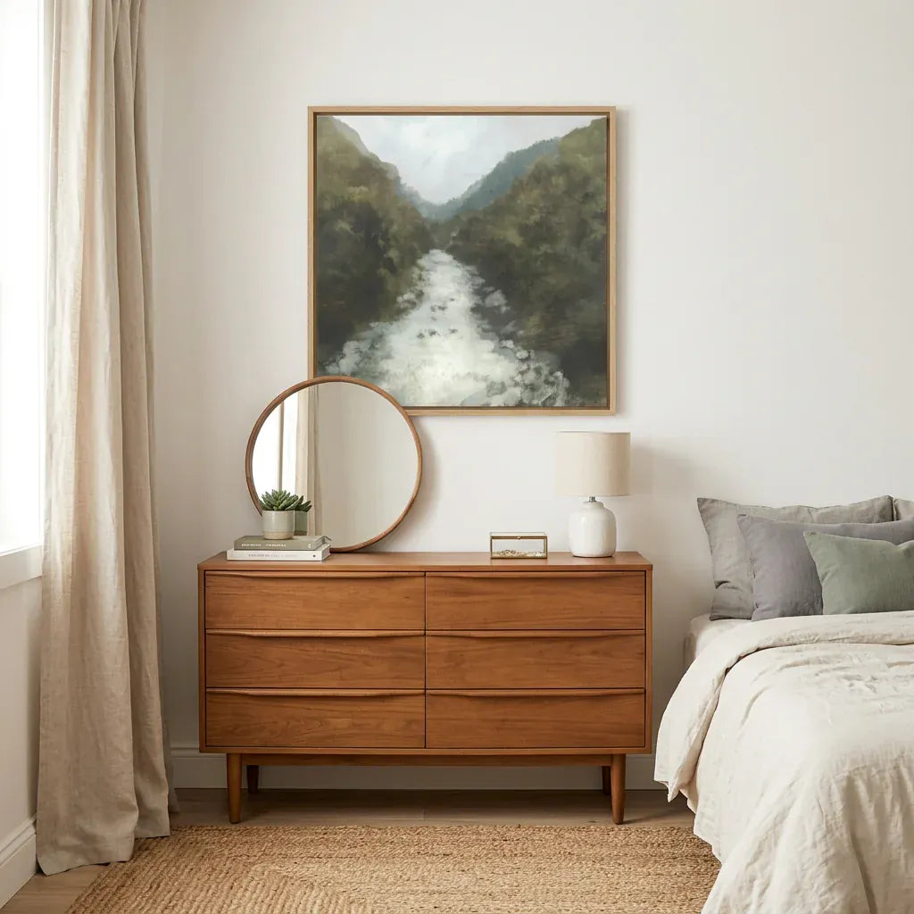 Room mockup featuring River Gorge Abstract Landscape Art Print