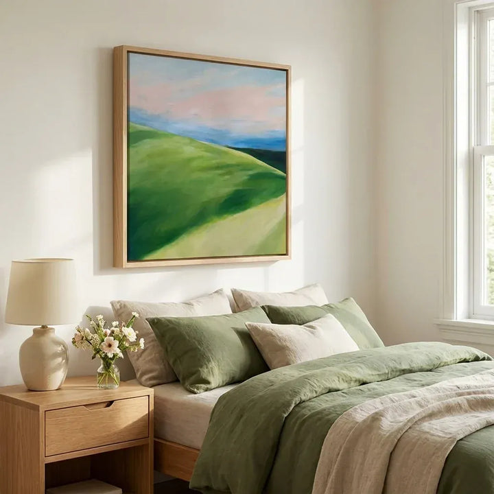 Room mockup featuring Rolling Green Hills Art Print