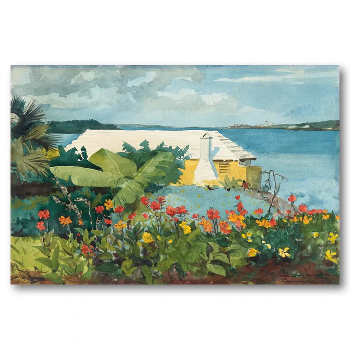Flower Garden and Bungalow, Bermuda by Winslow Homer Art Print