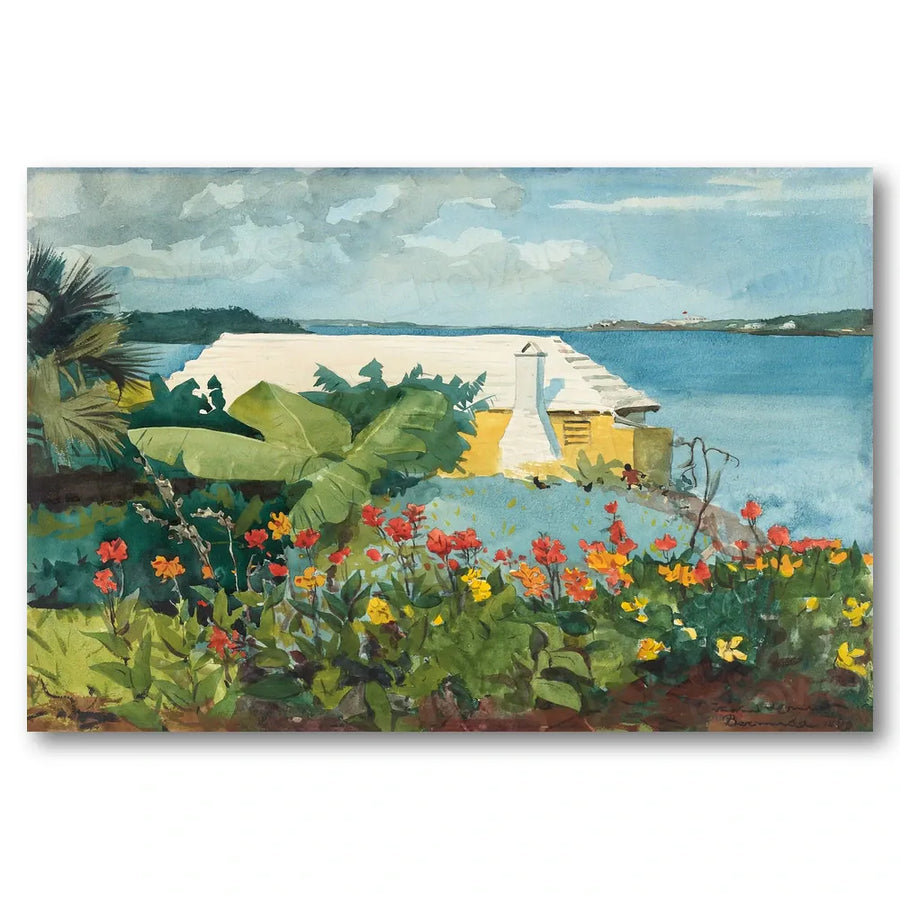 Flower Garden and Bungalow, Bermuda by Winslow Homer Art Print