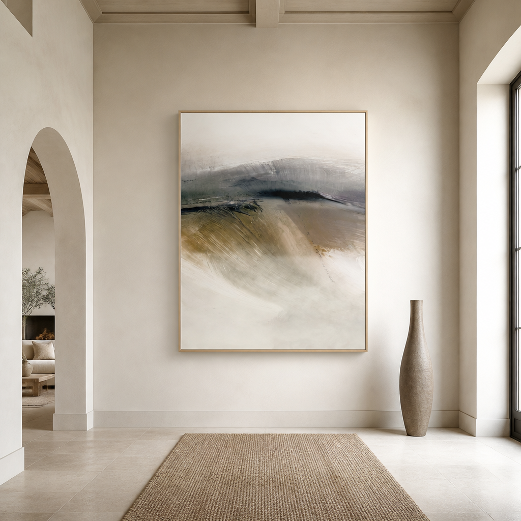 Rural Haze 1 Large Canvas Art shown in a styled room