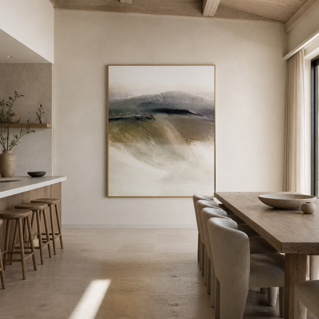 Rural Haze 1 Large Canvas Art on a kitchen and dining wall