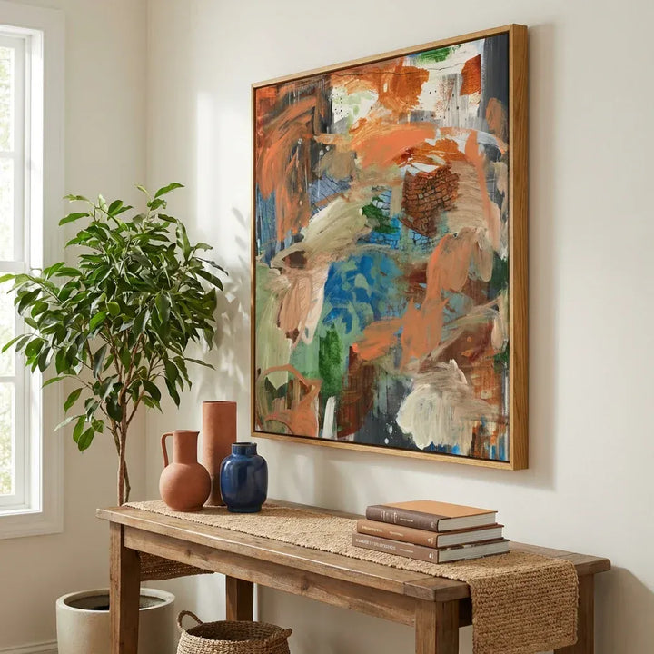 Room mockup featuring Rustic Mosaic Abstract Art Print