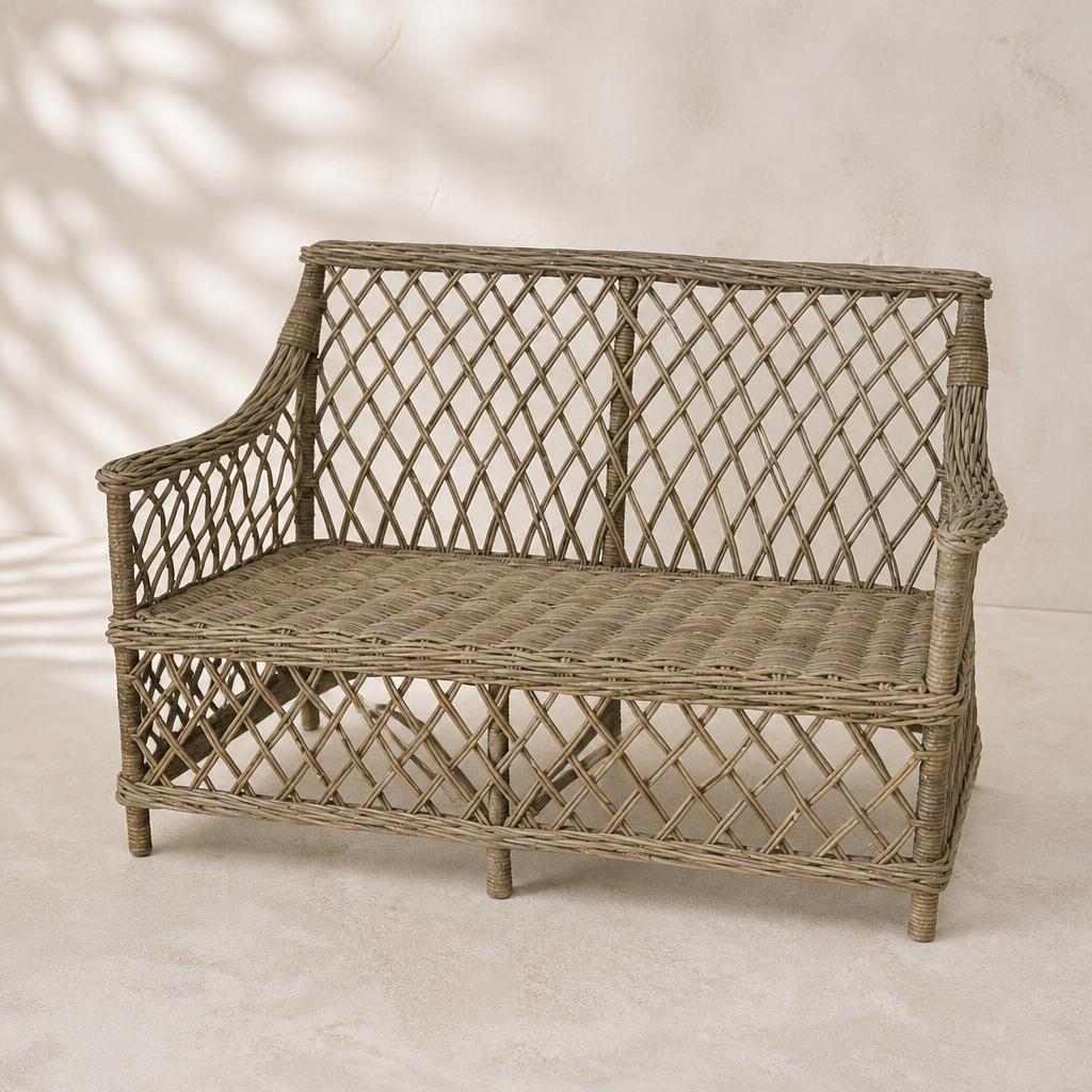 Lattice Rattan Two-Seater Sofa, studio view
