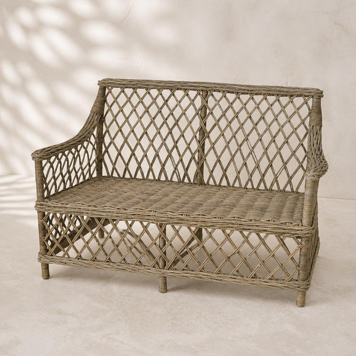 Lattice Rattan Two-Seater Sofa, studio view