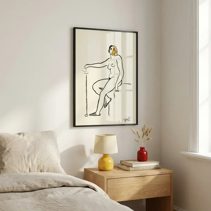 Room mockup featuring Seated Nude Minimalist Art Print