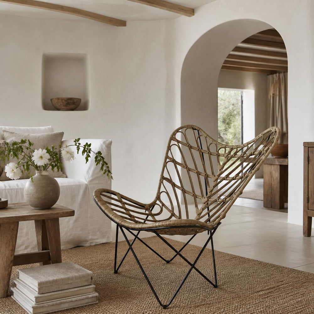 Rattan Butterfly Chair styled in a room