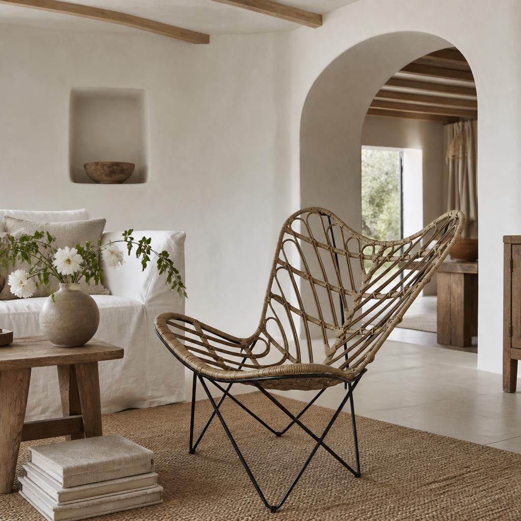 Rattan Butterfly Chair styled in a room