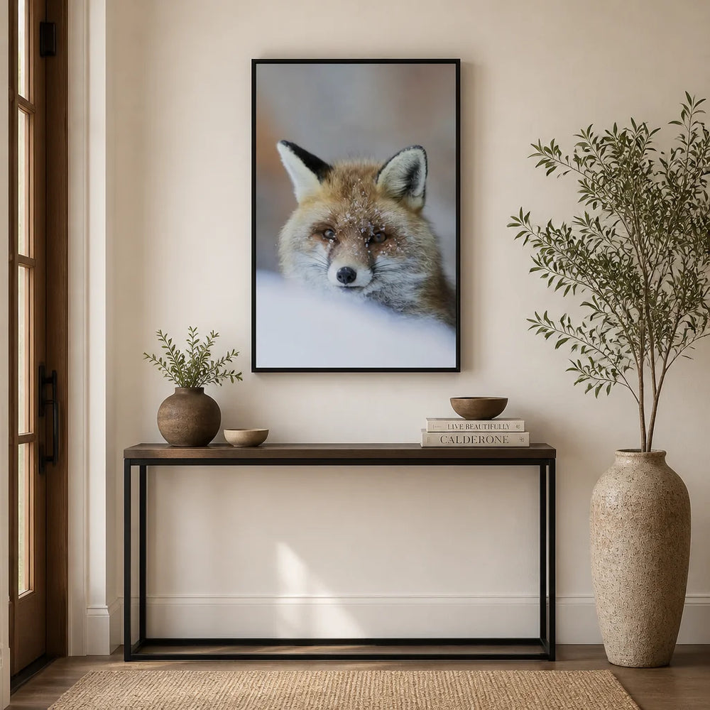 Room mockup featuring Snowy Red Fox Photo Print