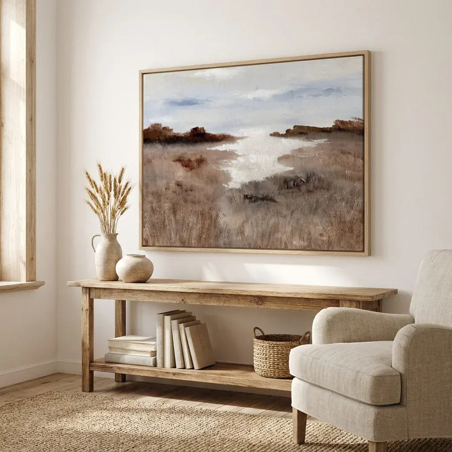 Sparkly Field Abstract Landscape Art Print in a room setting