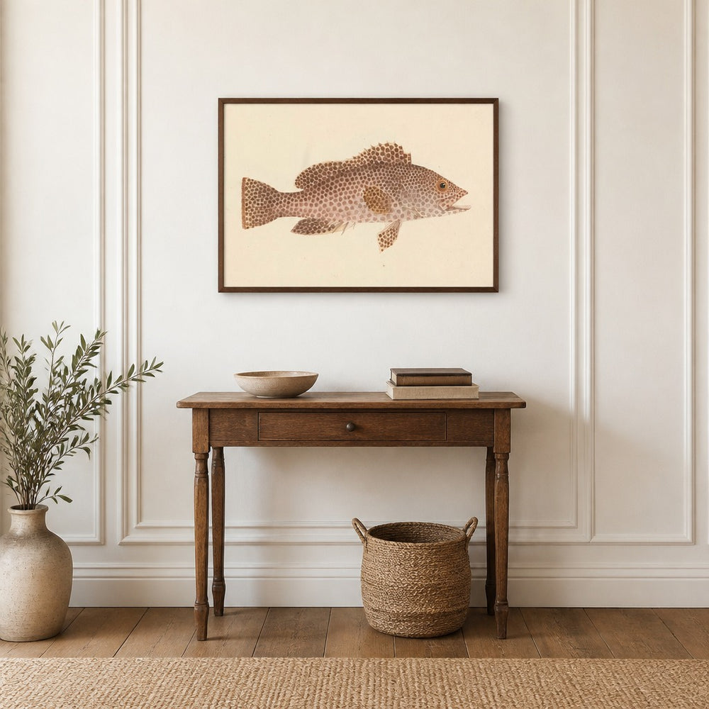 Spotted Grouper Fish by Luigi Balugani framed in a light country home