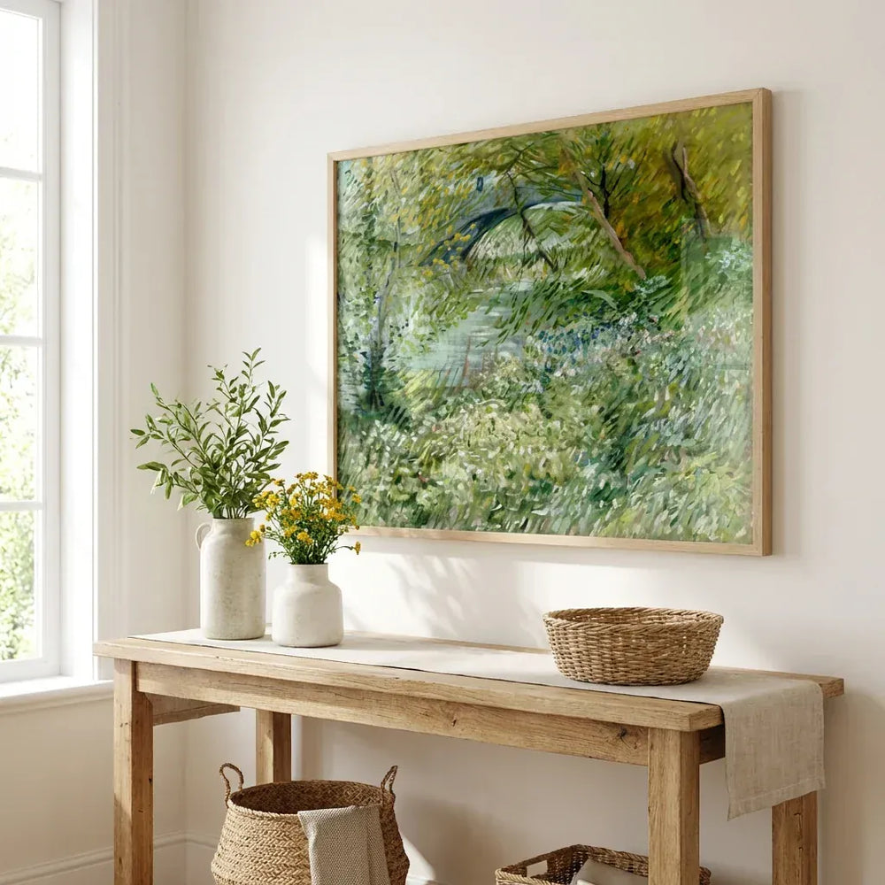 Room mockup featuring Spring by Vincent Van Gogh Landscape Art Print