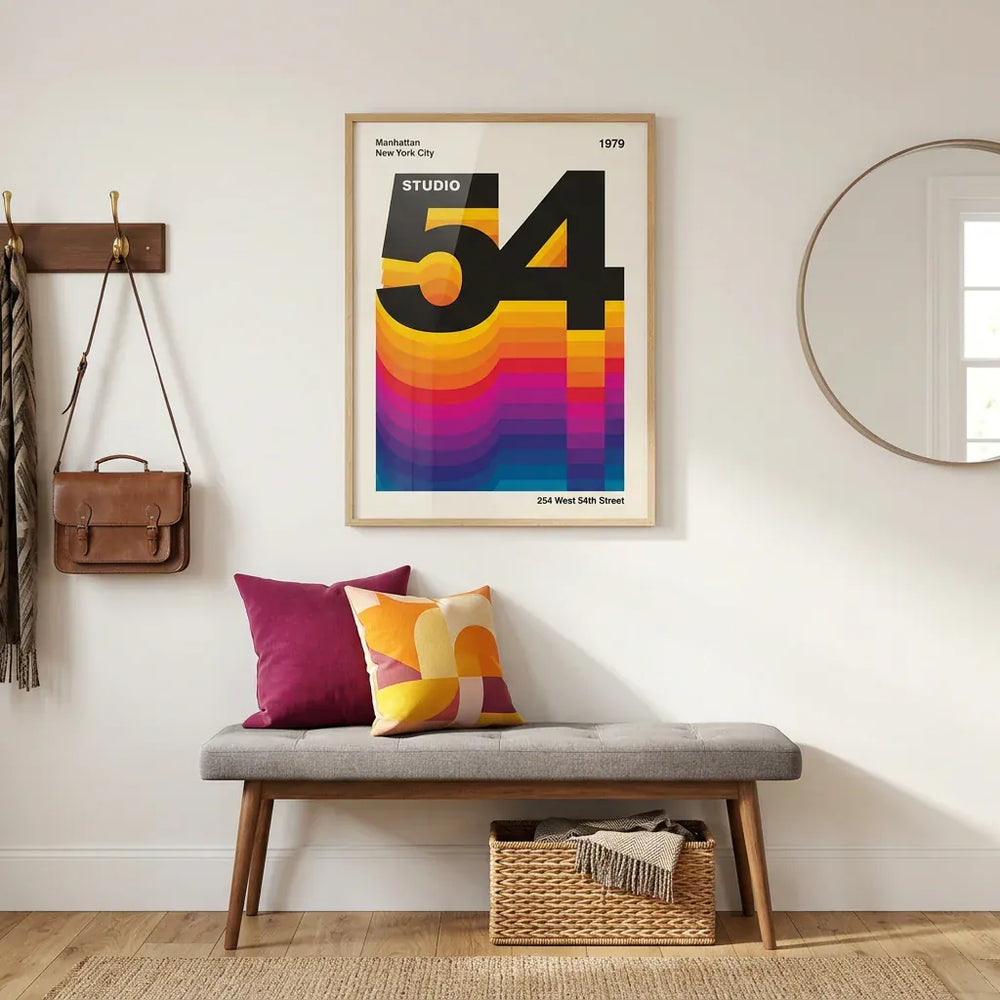 Room mockup featuring Studio 54 Vibrant 1979 Art Print