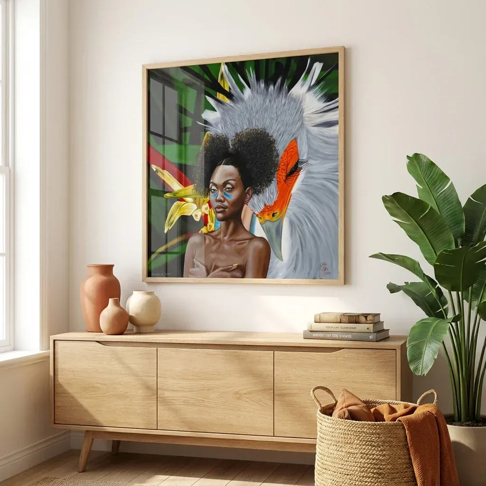 Room mockup featuring Summer Birds Art Print