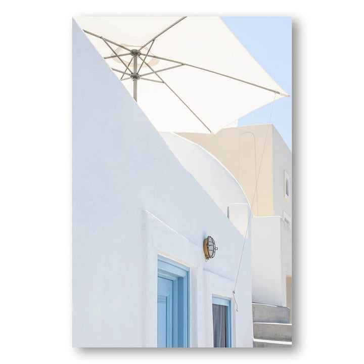 Sunshade Over Blue Doors Photo Print