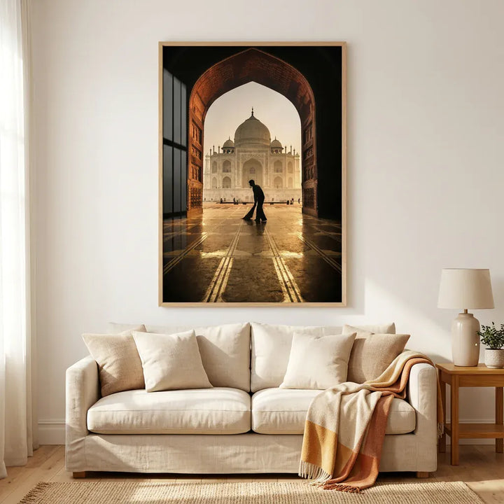 Room mockup featuring Taj Mahal Sweeper Photo Print