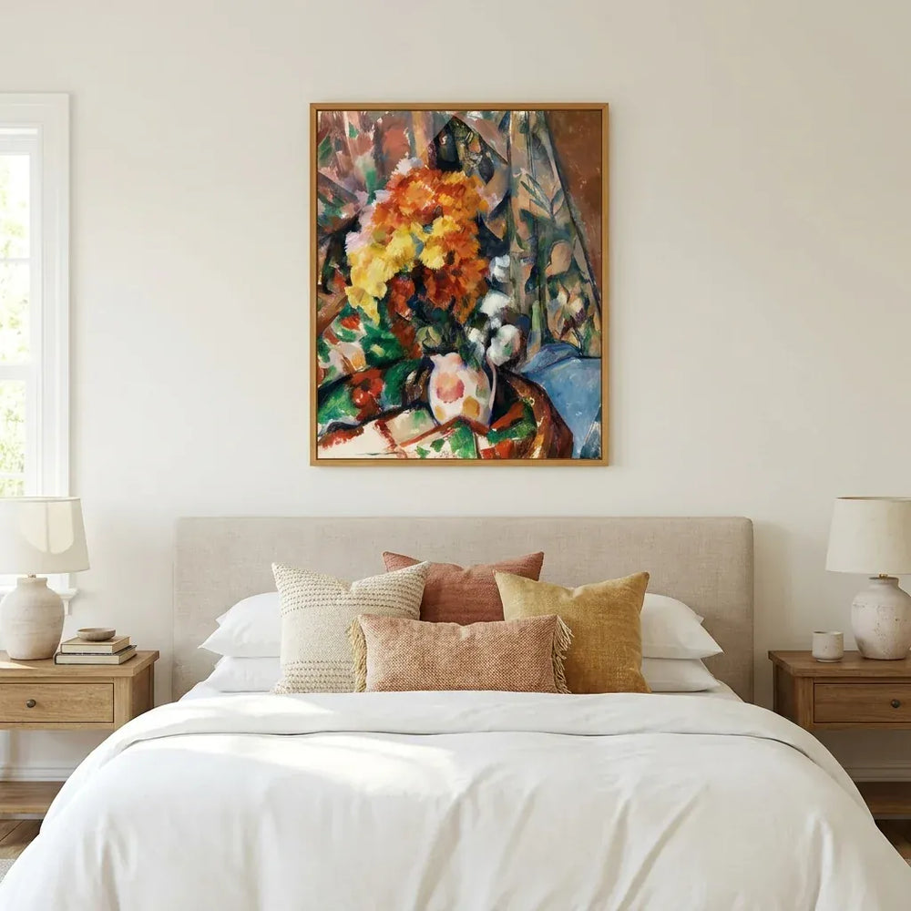 Room mockup featuring The Flowered Vase by Paul Cézanne Art Print