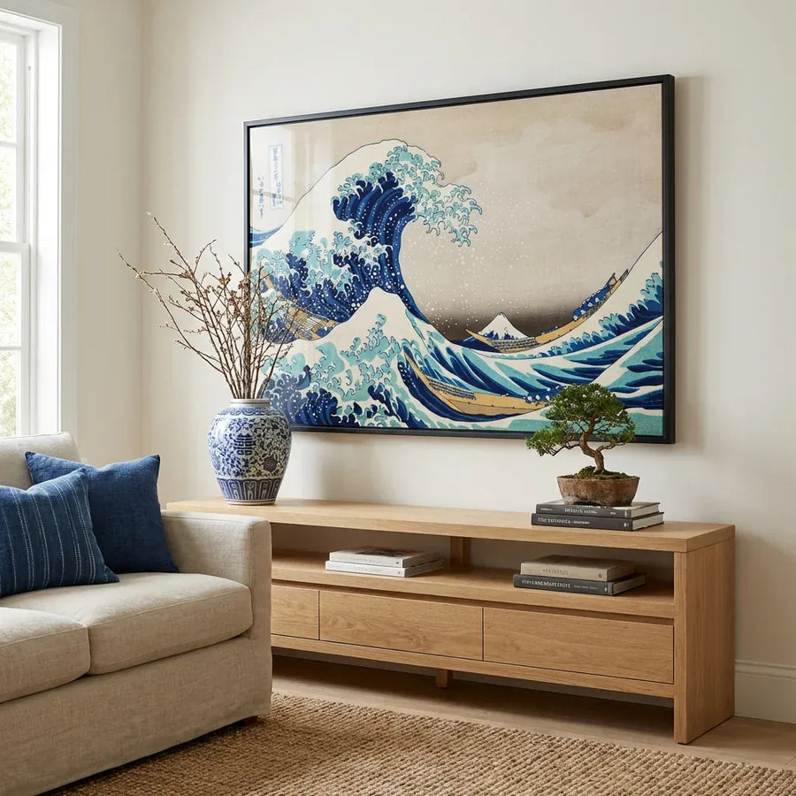 The Great Wave off Kanagawa in a room setting