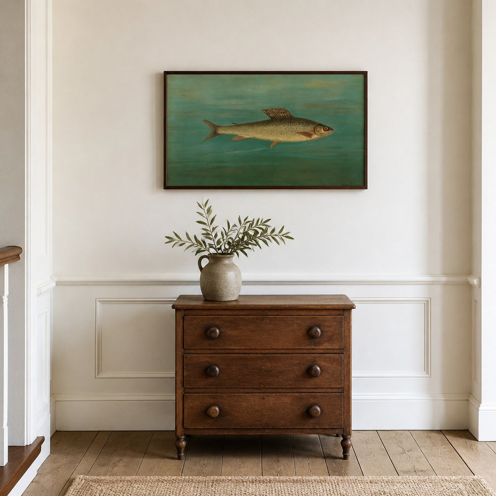 The Montana Grayling Vintage Fish framed in a light country home