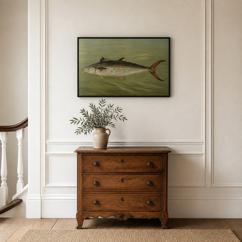 The Porgy Vintage Fish framed in a light country home