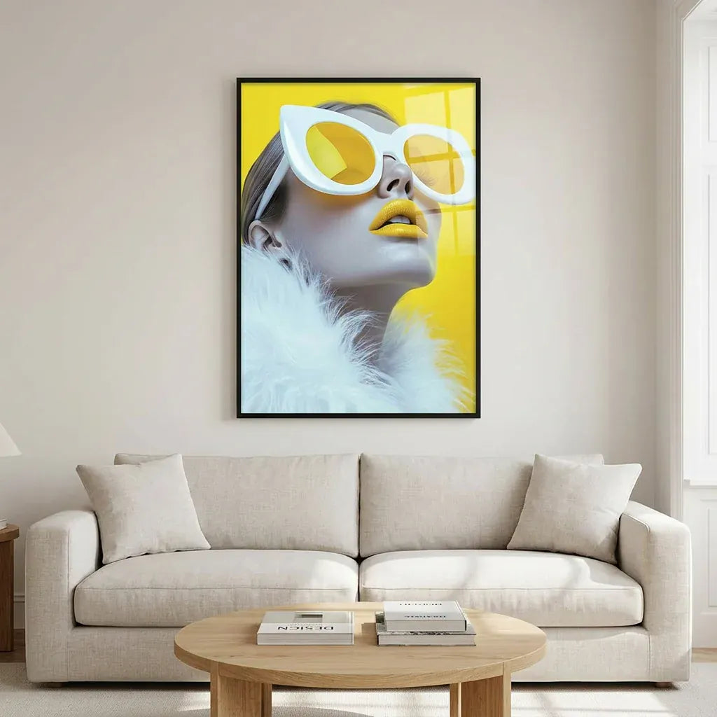 Room mockup featuring The Yellow Model - pop art Art Print