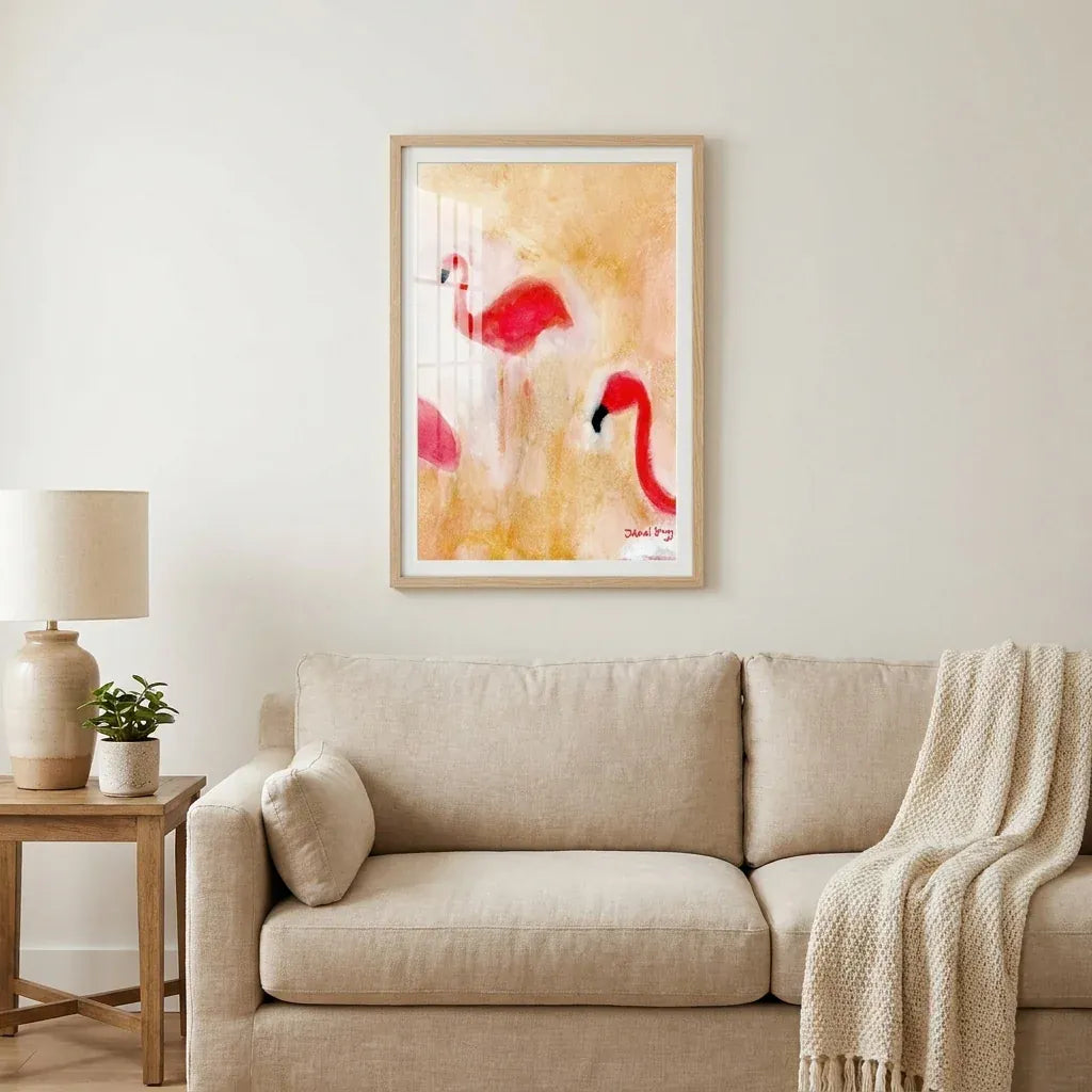 Room mockup featuring Tropical Pink Flamingos