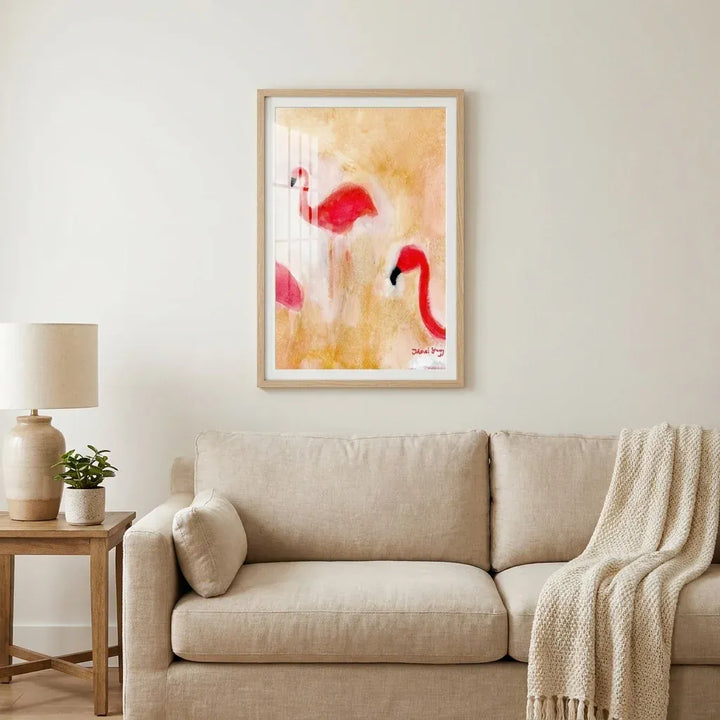 Room mockup featuring Tropical Pink Flamingos