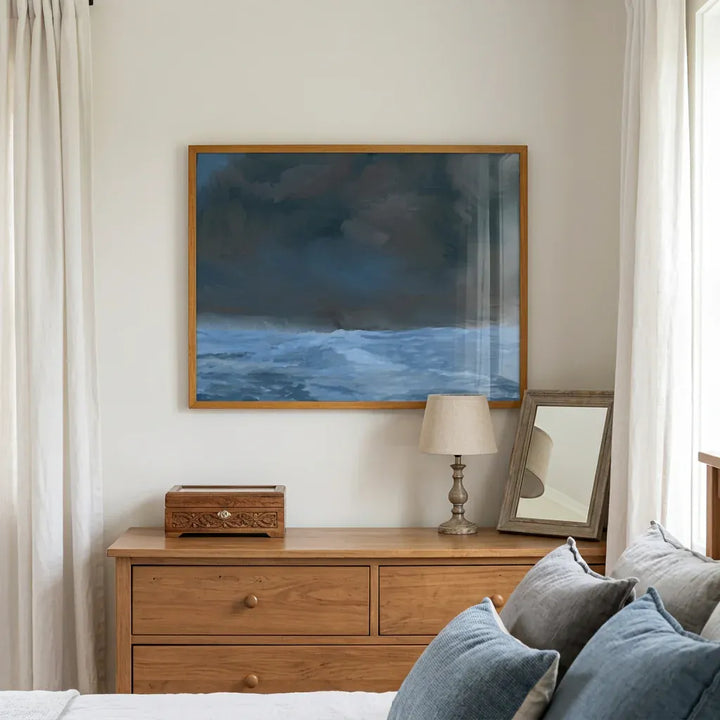 Room mockup featuring Turbulent Ocean Sky Art Print