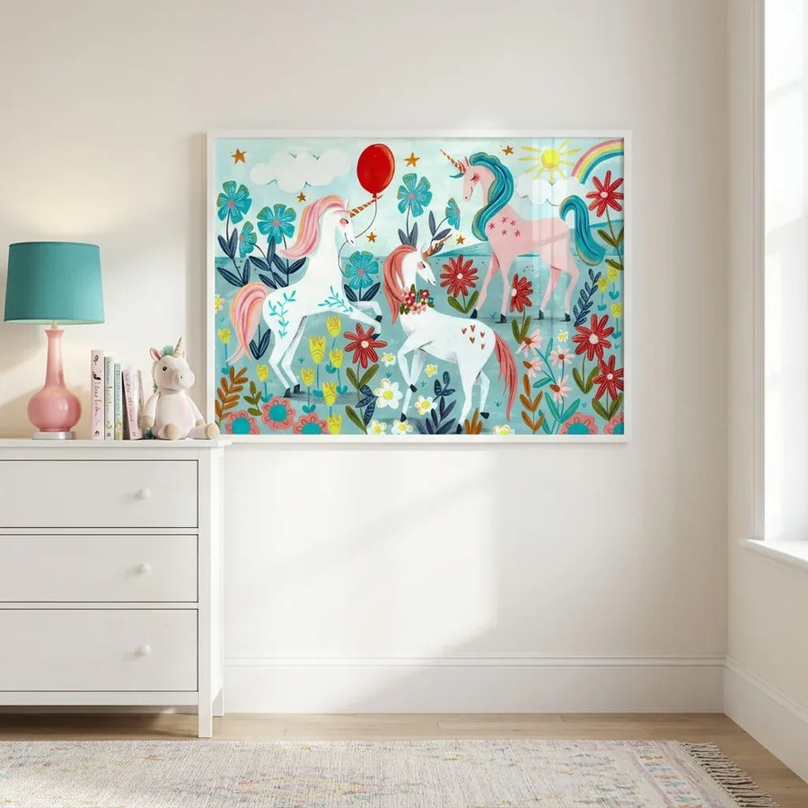 Unicorns by Caroline Bonne Müller Print in a room setting