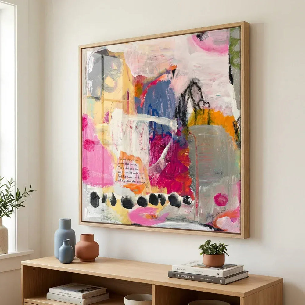 Room mockup featuring Vibrant Abstract Expression Art Print