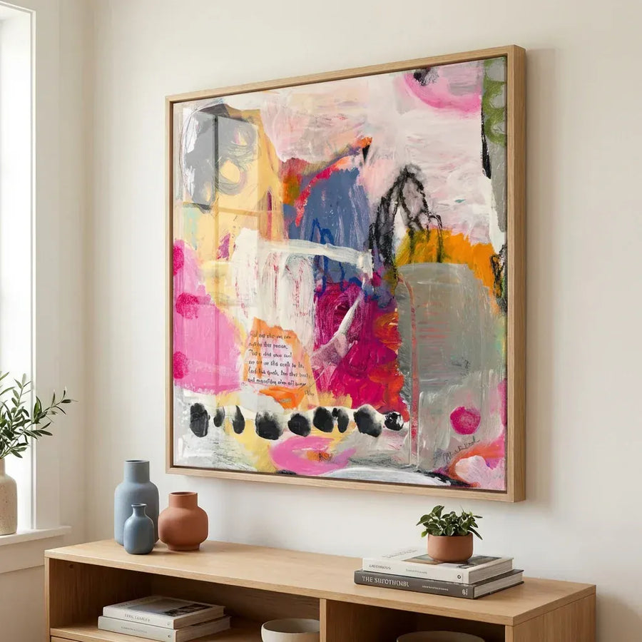 Vibrant Abstract Expression Art Print in a room setting
